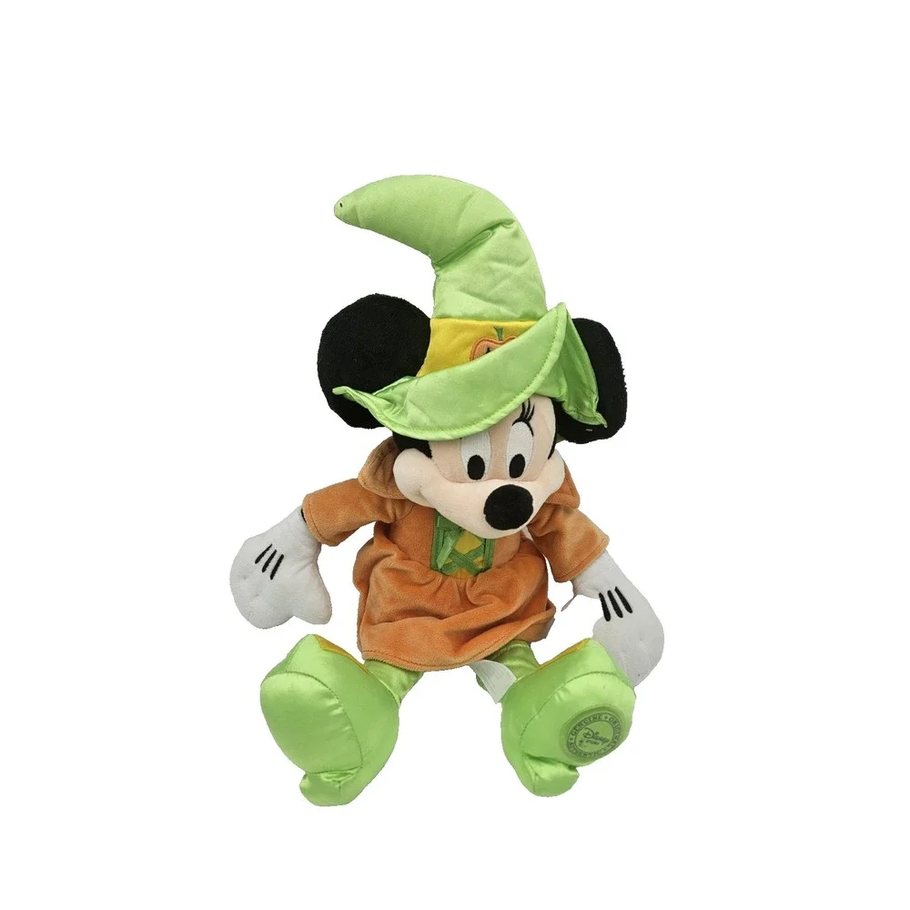 Disney Store Minnie Mouse Halloween Witch Plush Green‎ Hat Orange Dress 18